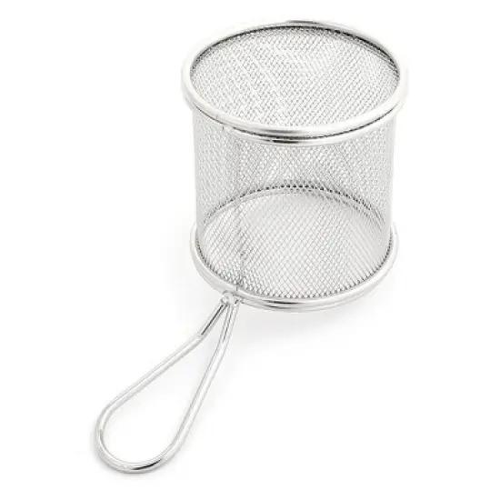 Unique Bargains Stainless Steel Cylinder French Fries Oil Sieve Strainers Fry Basket Frame 1Pc image {2}