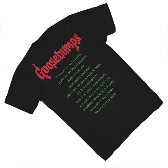 Mens Goosebumps Horror Mask Shirt - Goosebumps Book List Front and Back Mens T-Shirt (Black, Large) image {5}
