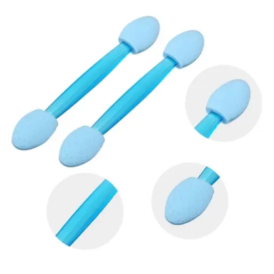 Unique Bargains Short Sponge Dual Sides Eye Shadow Makeup Brushes Applicator Blue Clear 50 PCS image {2}