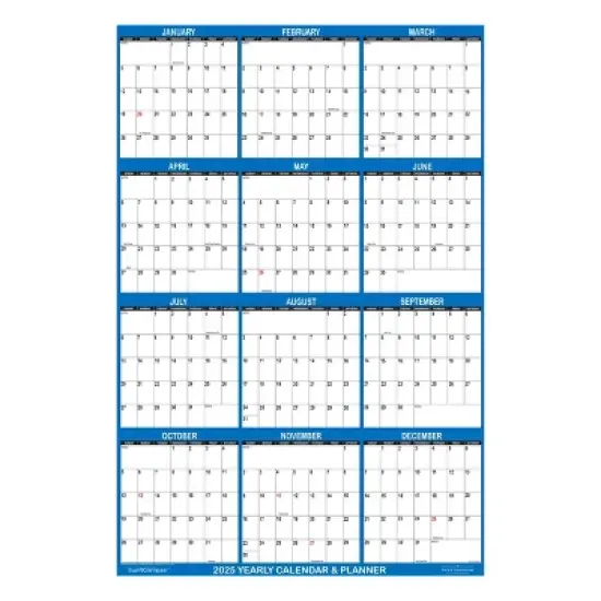 Swift Glimpse 24"x36" Calendar Planner January 2025 to December 2025 Light Navy Blue: Wall & Yearly Calendar, Laminated image {3}