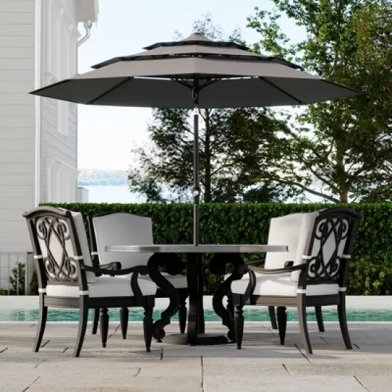 Outdoor 3 Tier Vented Large Market Table Umbrella, 9FT Patio 3 Tier Umbrella Canopy, Heavy Duty Patio Umbrellas 3 Tiers, 8 Ribs, Hand Crank image {9}