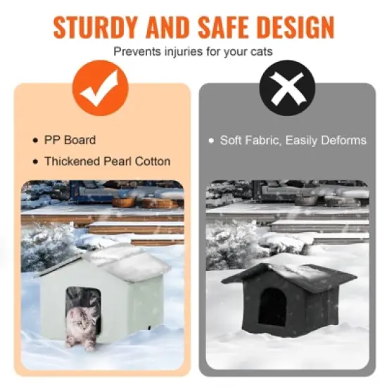 VEVOR Heated Cat House, Outdoor Kitty Shelter with Adjustable Temperature and Timer, 600D Oxford Cloth Foldable Cat Shelter, Green (Middle) image {5}