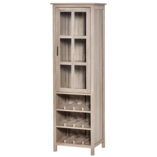 HOMCOM Tall Wine Cabinet, Bar Display Cupboard with 12-Bottle Wine Rack, Glass Door and 3 Storage Compartment for Living Room, Home Bar, Dining Room image {3}
