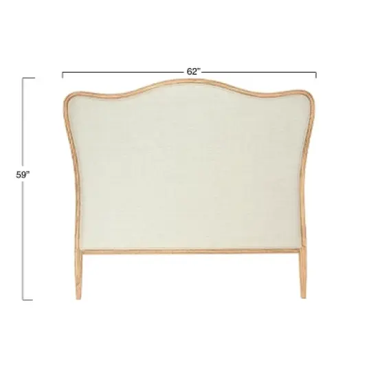 Storied Home Queen Oak Wood Headboard Beige: Upholstered, Freestanding, No Assembly, Spot Clean image {9}