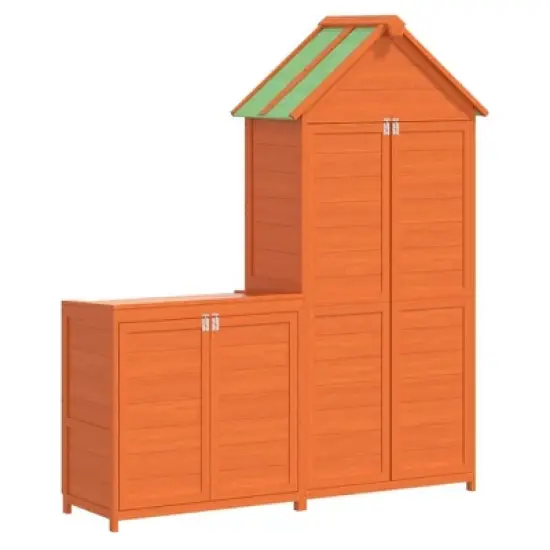 vidaXL Garden Tool Shed Set Brown Solid Pine Wood, Plywood - Brown image {14}