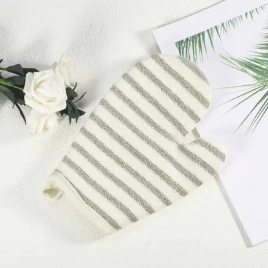 Unique Bargains Bathroom Shower Gloves 8.66"x6.50" Brown Beige1 Pc image {3}