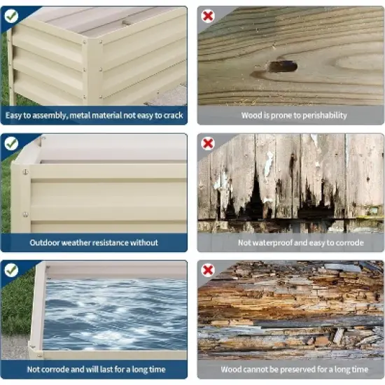 Galvanized Raised Garden Bed with Legs, 50&times;17&times;32In Large Elevated Planter Box for Outdoor Plants, Vegetables, Flowers & Herbs, Backyard, Patio image {3}