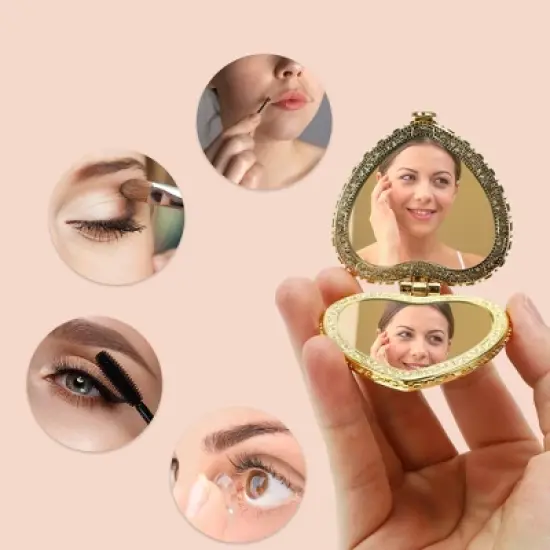Unique Bargains Heart Shape Mini Mirror for Purse 1 Pc image {5}