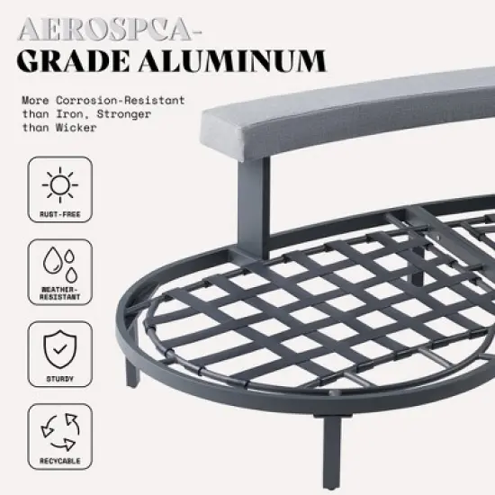 AMERLIFE 10 Seats Aluminum Patio Furniture Set, Outdoor Sectional Sofa with 6" Cushions, Modular Curved Conversation Set image {5}