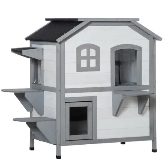 Ridstar Outdoor Double-Layer Cat House with Escape Door-White image {3}