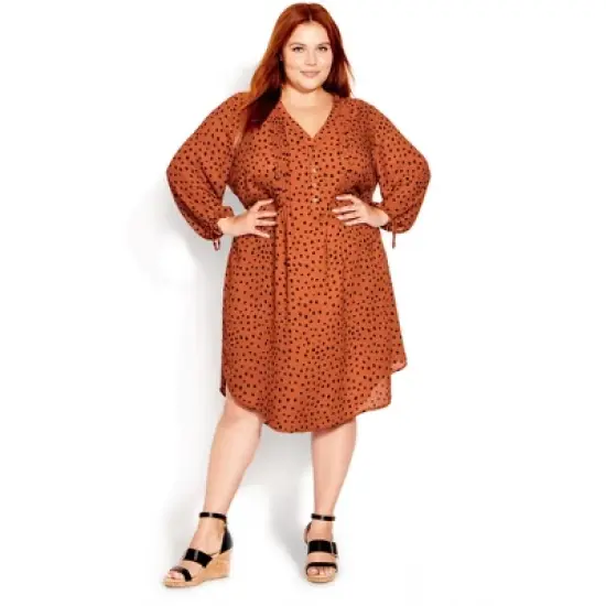 Women's Plus Size Woven Print Shirt Dress - ginger | EVANS image {3}