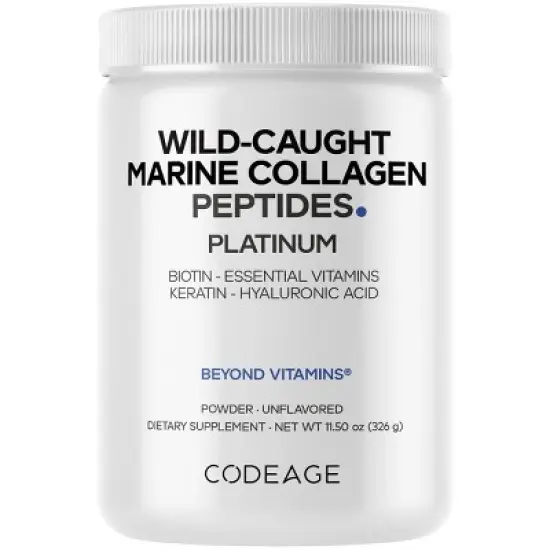 Codeage Marine Collagen Protein Powder Platinum, Fish Collagen Peptides + Vitamins, Biotin - 11.50 oz image {16}