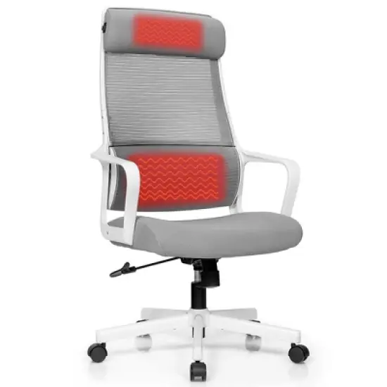 Costway Adjustable Mesh Office Task Chair Heating Lumbar Support Headrest Grey\Black image {11}