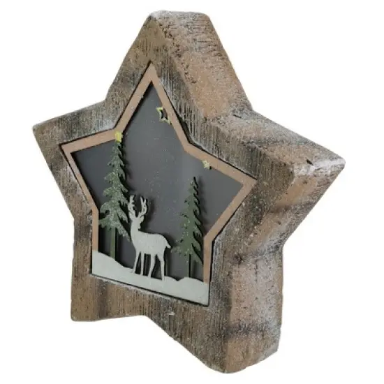 Northlight LED Lighted Star with Reindeer in the Woods Scene Christmas Decoration - 13.25" image {3}
