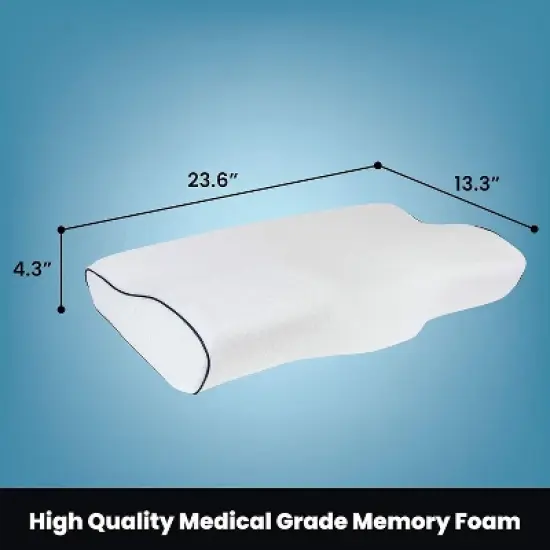 Healthy Spirit Contour Cervical Neck Pillow | Neck Pillow for Pain Relief Orthopedic Neck Support Shoulder Pain, White, 1 Count image {8}