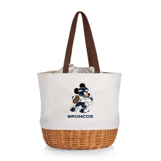 NFL Denver Broncos Mickey Mouse Coronado Canvas and Willow Basket Tote - Beige Canvas image {4}