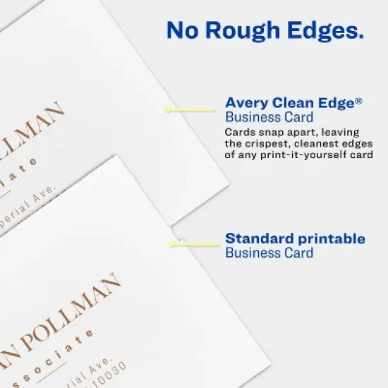 Avery Clean Edge Printable Business Cards with Sure Feed Technology, 2" x 3.5", White, 1,000 Blank Cards for Inkjet Printers (08870) image {3}