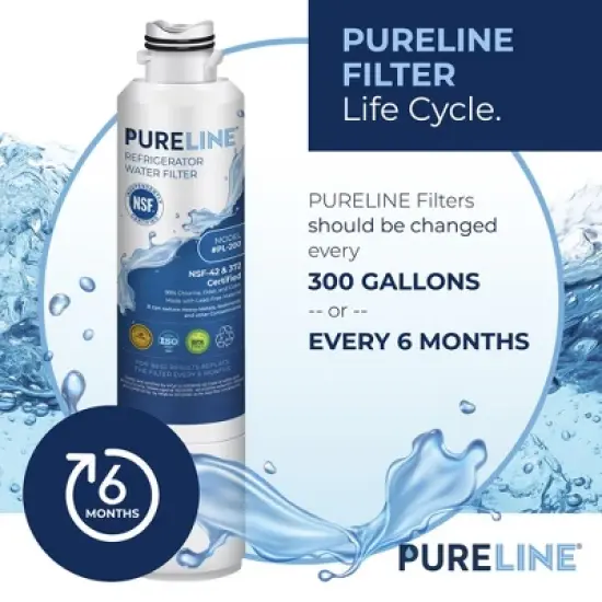 PureLine Samsung DA29-00020B Compatible Refrigerator Water Filter, Also Replacement for DA29-00020A, HAF-CIN EXP, DA97-08006A (3 Pack) image {2}