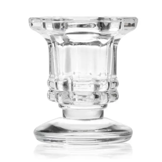 Crystal Glass Candle Holders Set of 12, Clear Taper Candlestick Pillar Candle Holder 2"x2"x2.3" image {7}