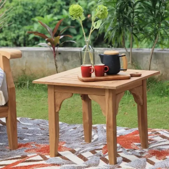 Cambridge Casual 3pc Caterina Teak Outdoor Patio Small Space Chat Furniture Set with Cushion Beige image {4}