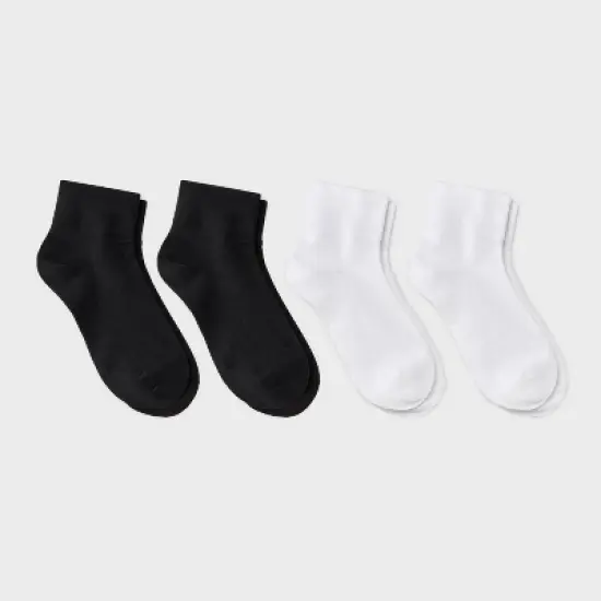 Women's Ultra Smooth Supersoft Fine Gauge Knit 4pk Ankle Socks - Auden&trade; Black/White 4-10: Non-Binding Cuff, Midweight Fabric image {3}