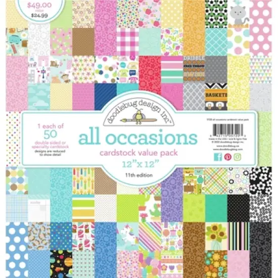 Doodlebug Cardstock Value Pack 12"X12" 50/Pkg image {1}