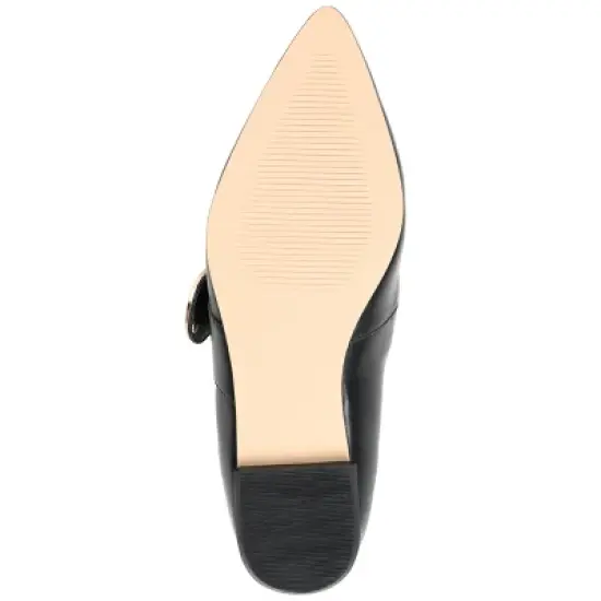 Journee Signature Womens Genuine Leather Emerence Loafer Pointed Toe Slip On Flats image {4}