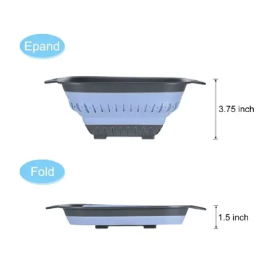 Unique Bargains Silicone Foldable Ergonomic Handles Dishwasher Safe Colander 2 Pcs image {2}