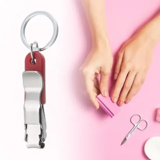 Unique Bargains Stainless Steel ABS Nail Clippers Portable Nail Clipper Kit for Nail Care Silver Tone Red 1 Pc image {5}