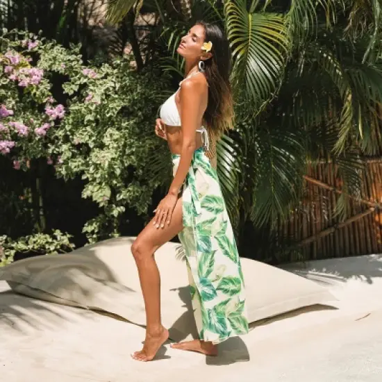 Women's Tropical Leaf Tie Side Cover-Up Bottom - Cupshe image {3}