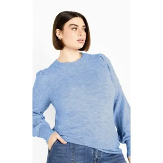 Women's Plus Size Nicky Pom Pom Sweater - sky blue | AVENUE image {3}