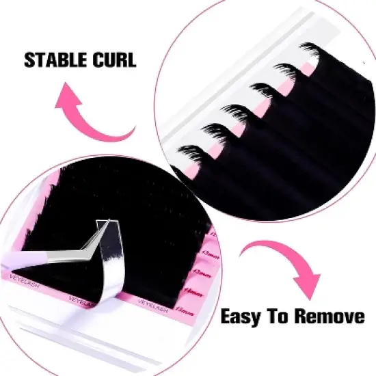 VEYES INC Cashmere Smart Fan Lash Extensions C CC D Curl 8-20mm Mixed & Single Length Super Matte Black Volume Lashes Professional Supplies image {3}