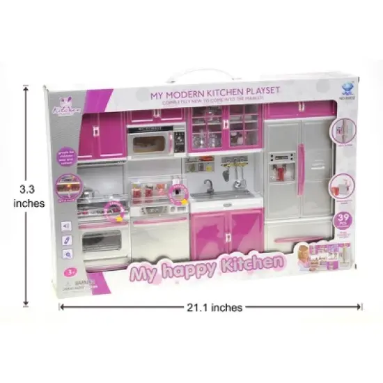 Ready! Set! Play! Link Little Princess Modern Full Deluxe Kitchen Playset Comes With Refrigerator, Stove, Sink, Microwave image {10}
