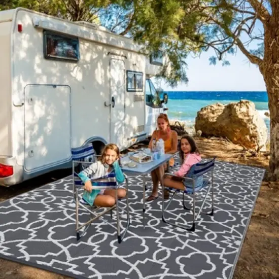 homfan Outdoor Rug - Waterproof Reversible for Patio, RV, Deck, Backyard image {7}