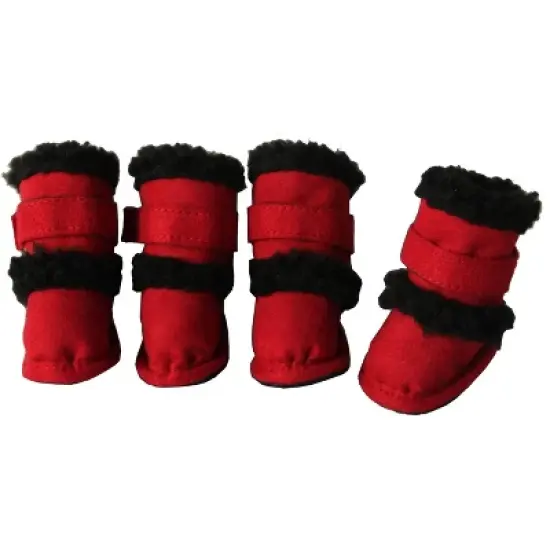 Pet Life Shearling "Duggz" Dog Shoes - Red image {2}