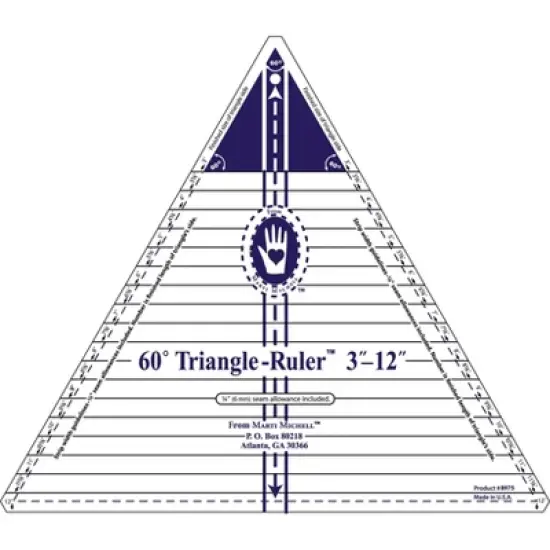 Marti Michell 12" 60 Degree Triangle Ruler-3 To 12 Inches Finished image {1}