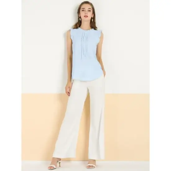 Allegra K Women's Ruffled Business Office 1950s Vintage Sleeveless Blouses image {3}