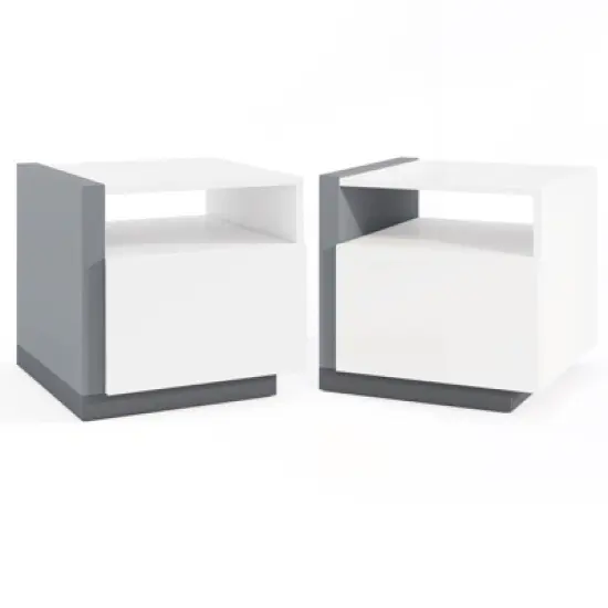 Tangkula Nightstands Set of 2 Modern Minimalist Bed Side Table w/ Open Compartment image {9}