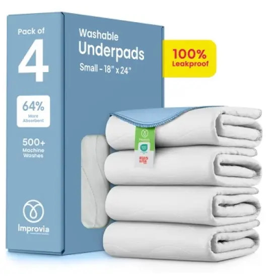 IMPROVIA&reg; Washable Underpads 18&rdquo;x24&rdquo;, Heavy Absorbency Waterproof Incontinence Pads for Kids, Adults & Pets &ndash; Protects Bed, Couch, Sofa & Floor image {7}