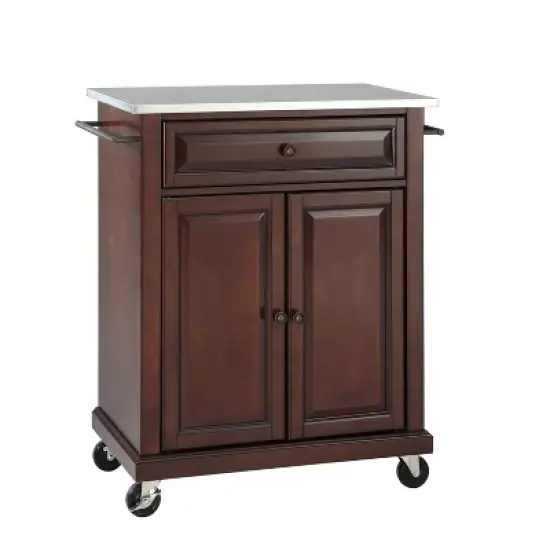 Compact Stainless Steel Top Kitchen Cart Mahogany - Crosley image {3}