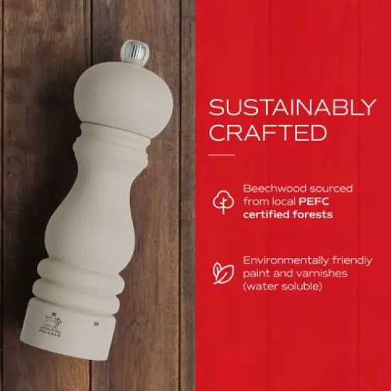 Peugeot Paris u'Select 7-inch Salt Mill - Manual Rock Salt Mill with Adjustable Precision Grinding, Stainless Steel & Beechwood, Elegant  Tool - (Ash) image {3}