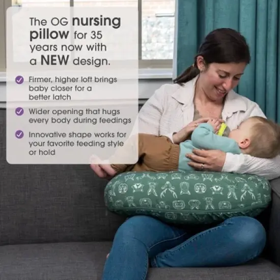 Boppy Nursing Pillow - Green Animal Sketches image {1}