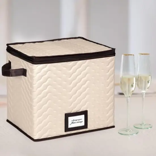 Hold N' Storage - Set of 2 Wine Glass Storage with dividers and Carry Handles. Each Holds 12 standard size wine glasses up to 10" H image {4}