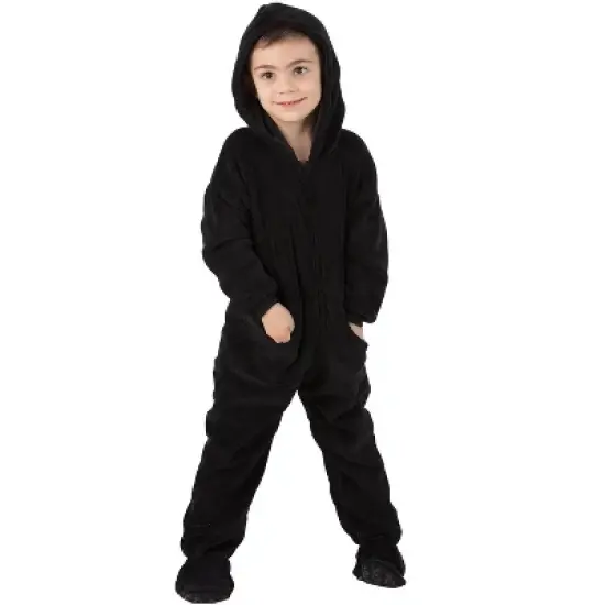 Footed Pajamas - Jet Black Toddler Hoodie Chenille Onesie image {3}