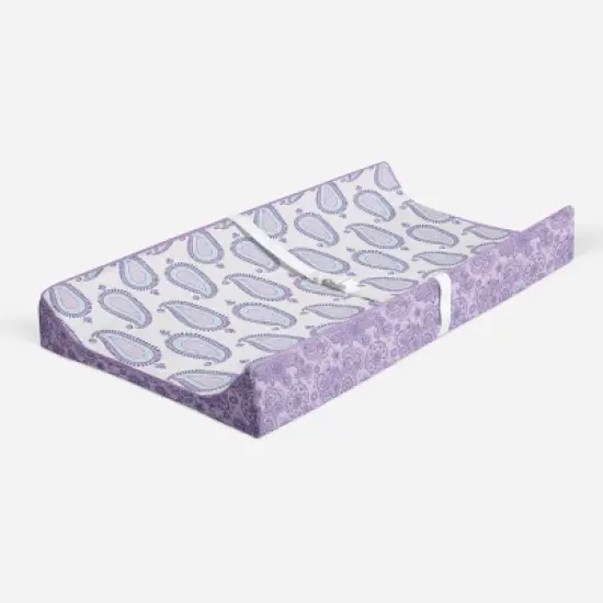 Bacati - Isabella Paisley Aqua/Lilac/Purple Paisley Changing Pad Cover image {1}