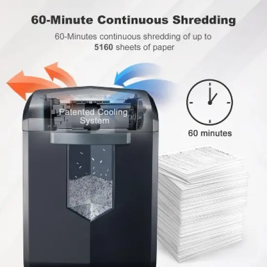 Bonsaii 16-Sheet Micro Cut Paper Shredder, 60 Min Run Time, P-4 Security, 6 Gal Pullout Basket, Commercial Grade for Office Use image {2}