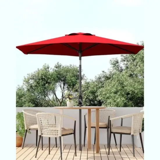 7.5ft Patio Umbrella with Push Button Tilt & Crank - 6-Rib UV Protection Waterproof for Deck/Pool/Backyard image {11}