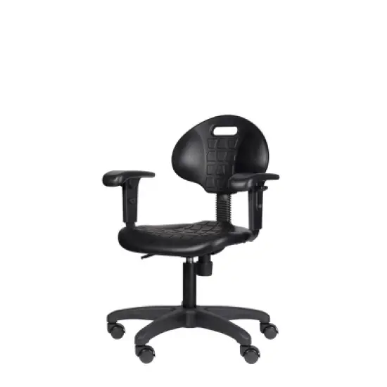16"-21" Adjustable Height Polyurethane Task Office Chair with Arms Black- Hampden Furnishings image {14}