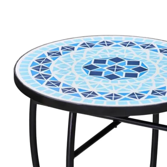 Mosaic Patio Side Table with Iron Legs - Teamson Home image {6}