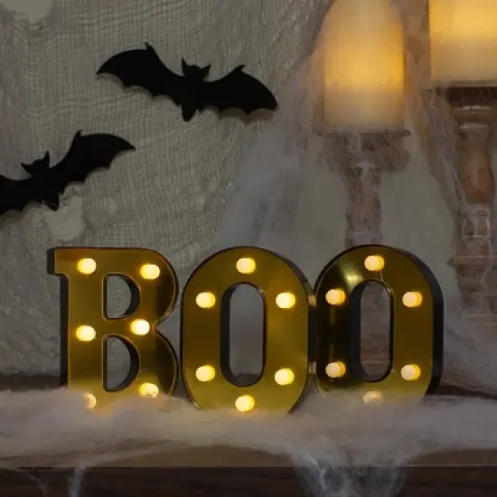 Northlight LED Lighted "BOO" Halloween Marquee Sign - 6.5" - Warm White image {1}